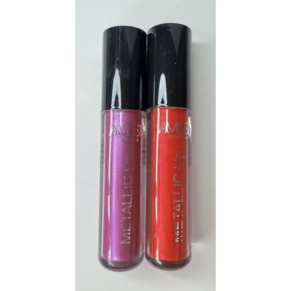 Amuse Metallic Lip Gloss Duo – Red & Purple High-Shine Shades